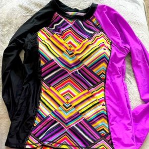 Women’s swim top with built-in bra and long sleeves